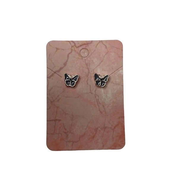 Rose gold butterfly, study earrings - Picture 1 of 3